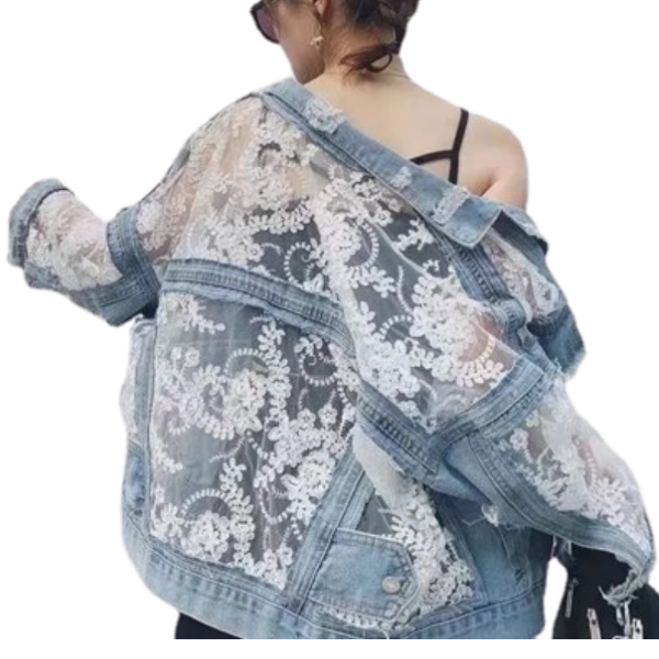Ladyloom™ Elegante Spitzen-Denim-Jacke – Dein romantischer Hingucker