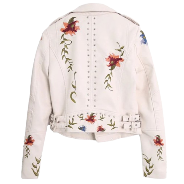 Ladyloom™ Bestickte Lederjacke – Deine florale Statement-Jacke