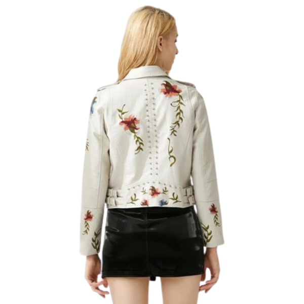 Ladyloom™ Bestickte Lederjacke – Deine florale Statement-Jacke
