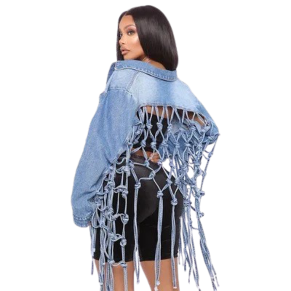 Ladyloom™ - Oversized Denimjacke mit geknotetem Rückendesign
