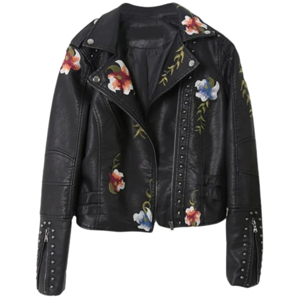 Ladyloom™ Bestickte Lederjacke – Deine florale Statement-Jacke