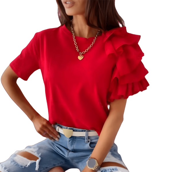 Ladyloom TM Asymmetrisches Rüschen-T-Shirt