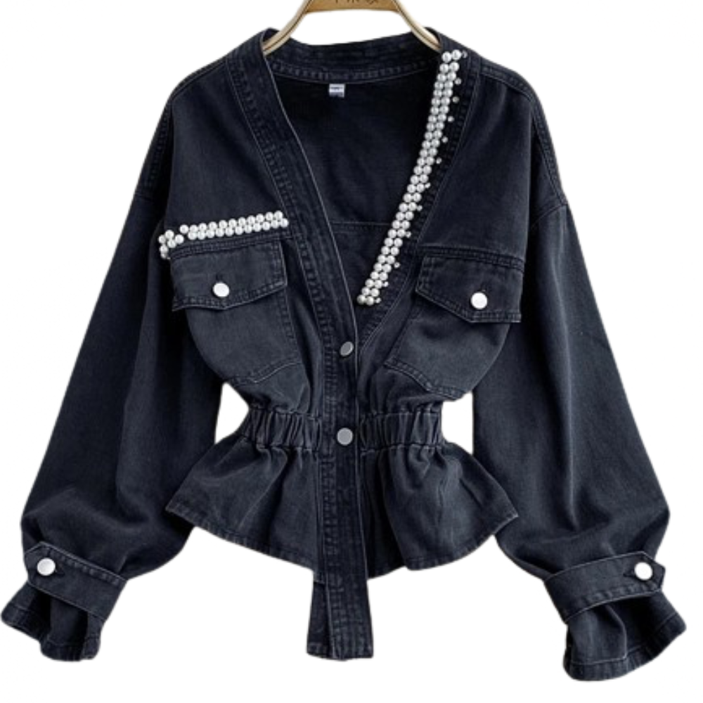 Ladyloom™ Perlenbesetzte Denim-Jacke – Dein elegantes Statement-Piece