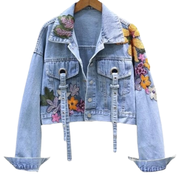 Ladyloom™ Bestickte Blüten-Denim-Jacke – Deine florale Statement-Jacke