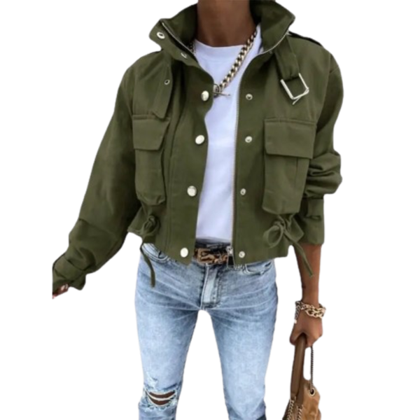 Ladyloom™ - Stylish Cropped Utility Jacket with Drawstring Waist