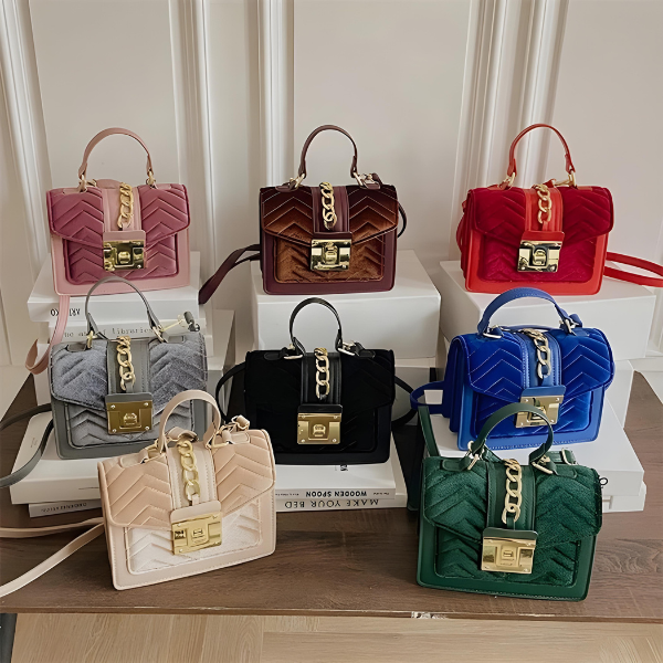 Ladyloom™ Samt-Luxus-Schultertasche mit Kettenriemen