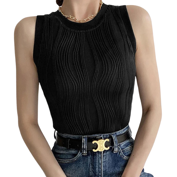 Ladyloom TM - Ärmelloses Top mit eleganter Wellenstruktur