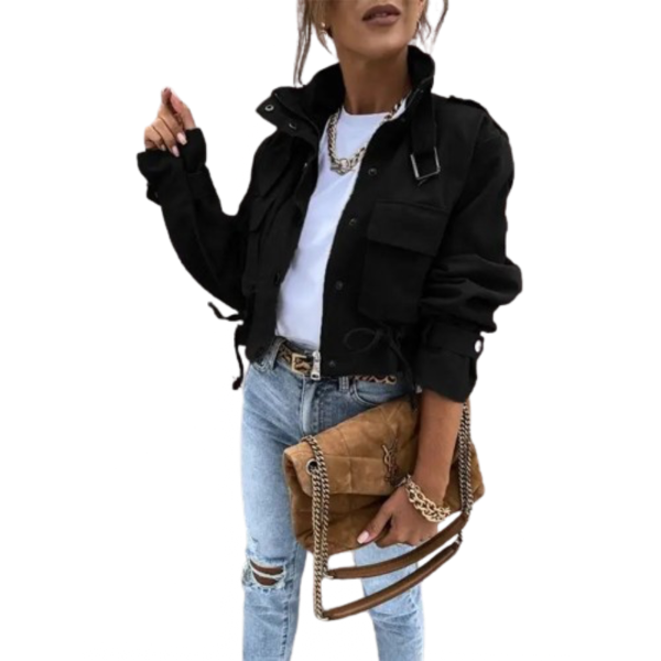 Ladyloom™ - Stylish Cropped Utility Jacket with Drawstring Waist