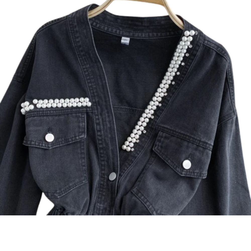 Ladyloom™ Perlenbesetzte Denim-Jacke – Dein elegantes Statement-Piece