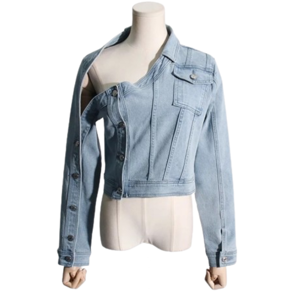 Ladyloom™ - Asymmetrische Off-Shoulder Denimjacke