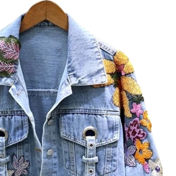 Ladyloom™ Bestickte Blüten-Denim-Jacke – Deine florale Statement-Jacke