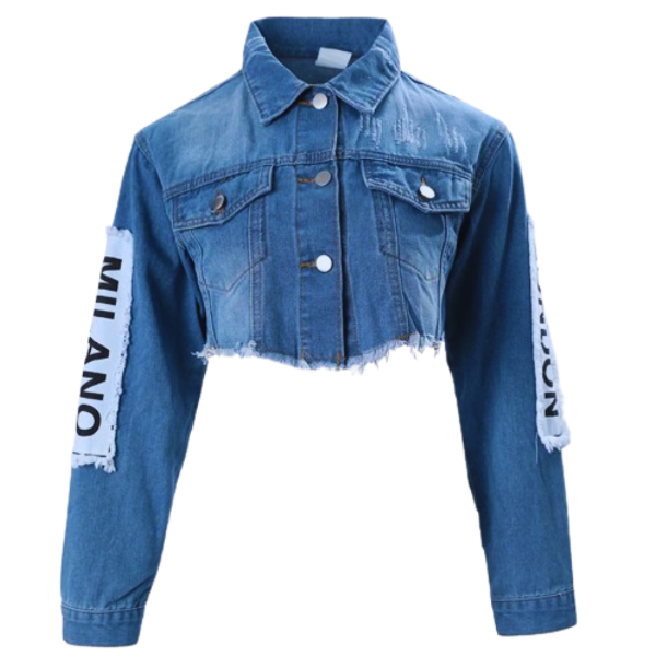 Ladyloom™ - Trendige Cropped Jeansjacke mit Patches