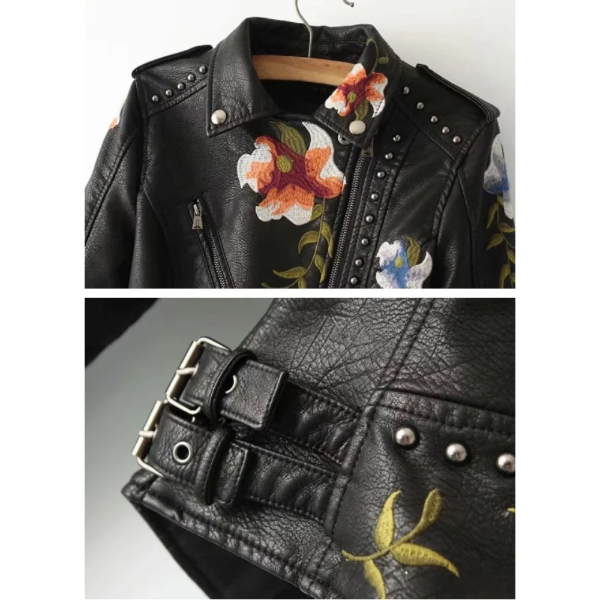 Ladyloom™ Bestickte Lederjacke – Deine florale Statement-Jacke