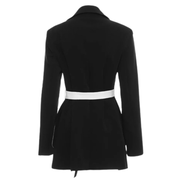 Ladyloom™ - Schwarzer Blazer mit weißem Gürtel und Taschen