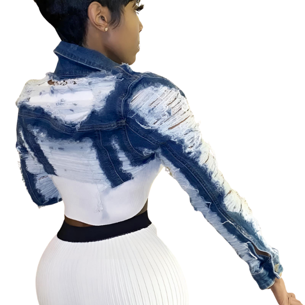Ladyloom™ Distressed Denim Crop Jacket