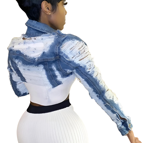 Ladyloom™ Distressed Denim Crop Jacket