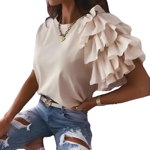 Ladyloom TM Asymmetrisches Rüschen-T-Shirt