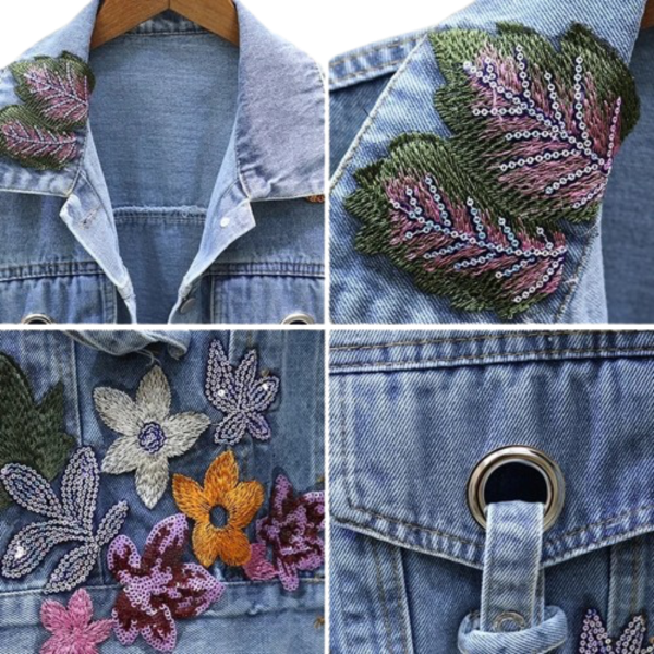 Ladyloom™ Bestickte Blüten-Denim-Jacke – Deine florale Statement-Jacke
