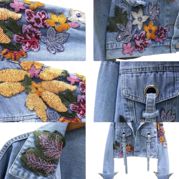 Ladyloom™ Bestickte Blüten-Denim-Jacke – Deine florale Statement-Jacke