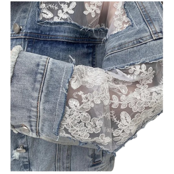 Ladyloom™ Elegante Spitzen-Denim-Jacke – Dein romantischer Hingucker