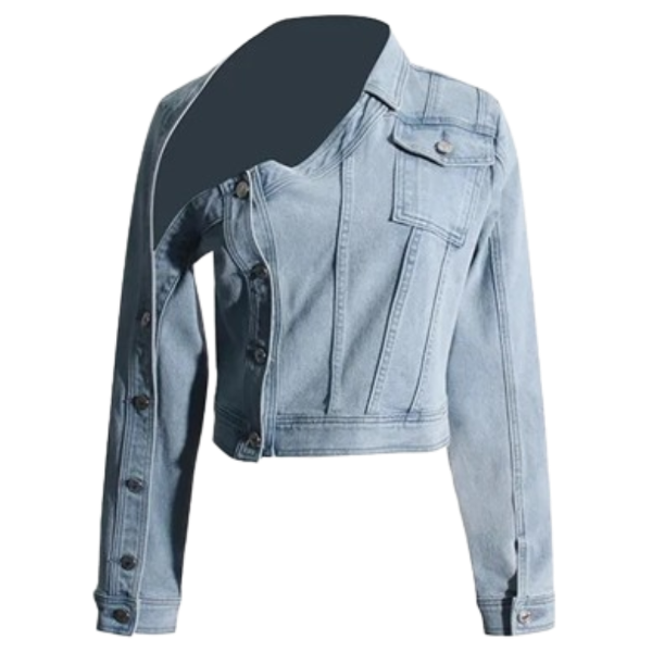 Ladyloom™ - Asymmetrische Off-Shoulder Denimjacke