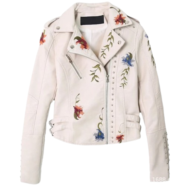 Ladyloom™ Bestickte Lederjacke – Deine florale Statement-Jacke