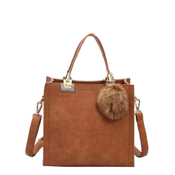 Ladyloom™ Quadratische Alltags-Schultertasche mit Pompom