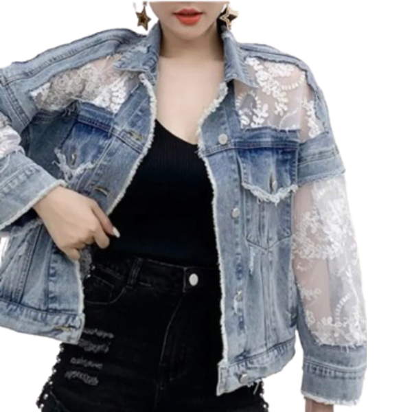 Ladyloom™ Elegante Spitzen-Denim-Jacke – Dein romantischer Hingucker