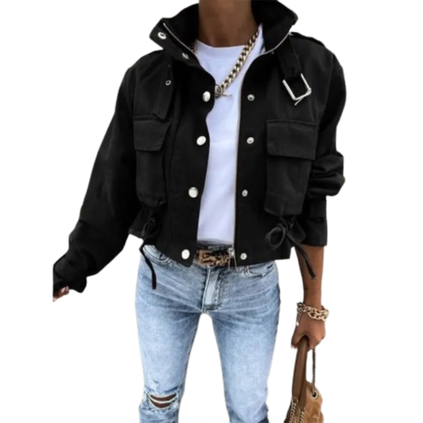 Ladyloom™ - Stylish Cropped Utility Jacket with Drawstring Waist