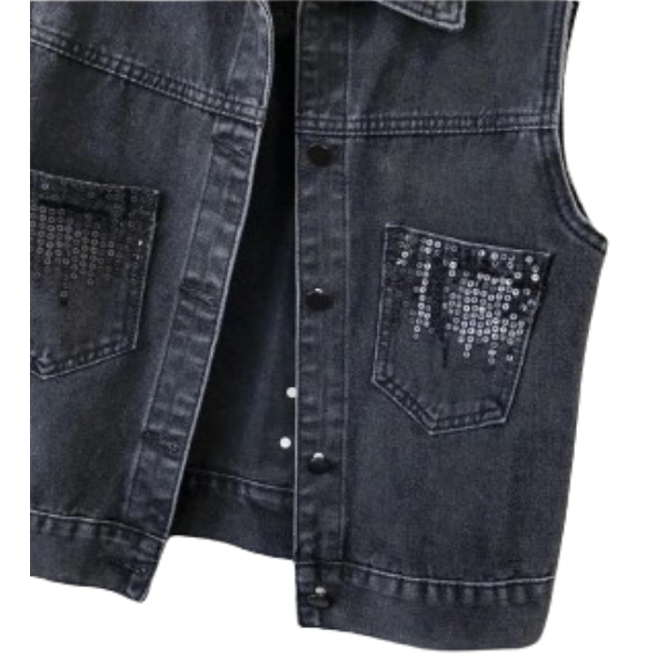 Ladyloom™ Pailletten-Denim-Weste – Dein glamouröser Statement-Look
