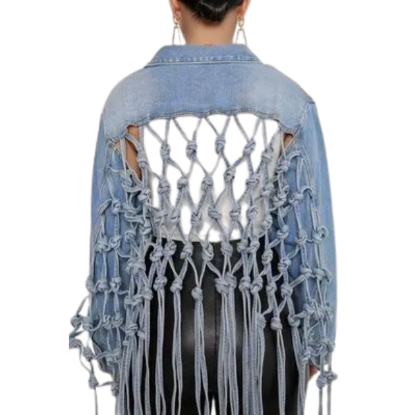 Ladyloom™ - Oversized Denimjacke mit geknotetem Rückendesign