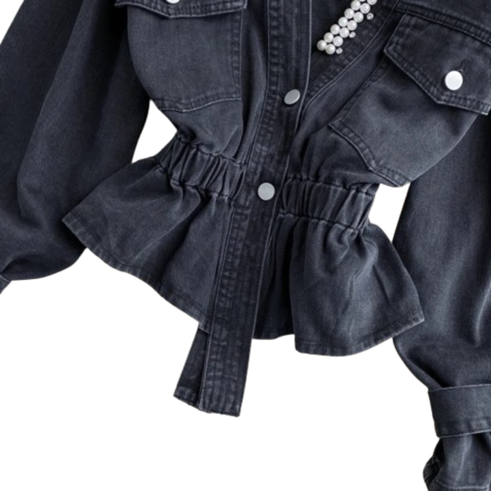 Ladyloom™ Perlenbesetzte Denim-Jacke – Dein elegantes Statement-Piece