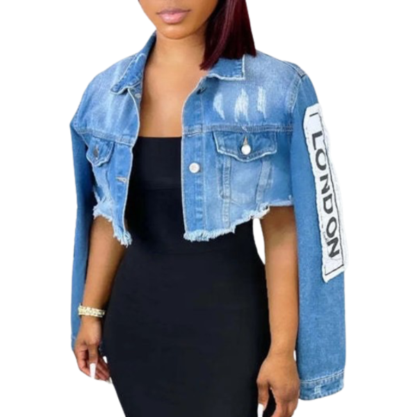Ladyloom™ - Trendige Cropped Jeansjacke mit Patches