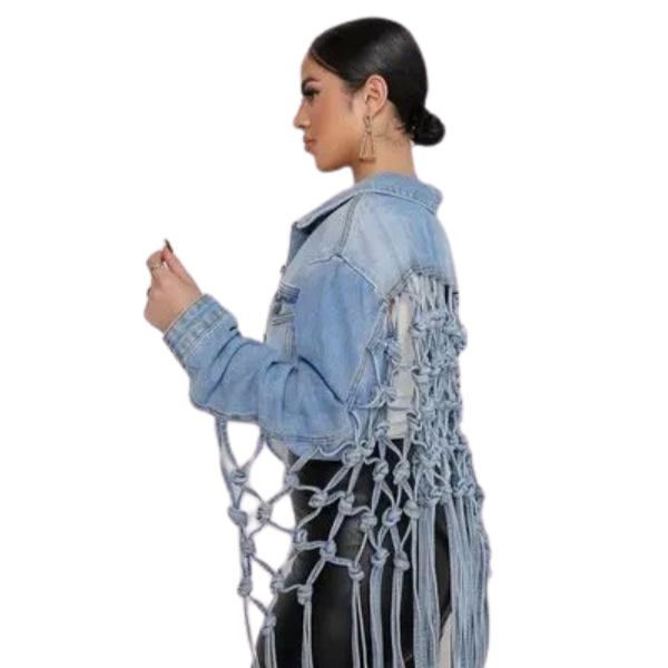 Ladyloom™ - Oversized Denimjacke mit geknotetem Rückendesign
