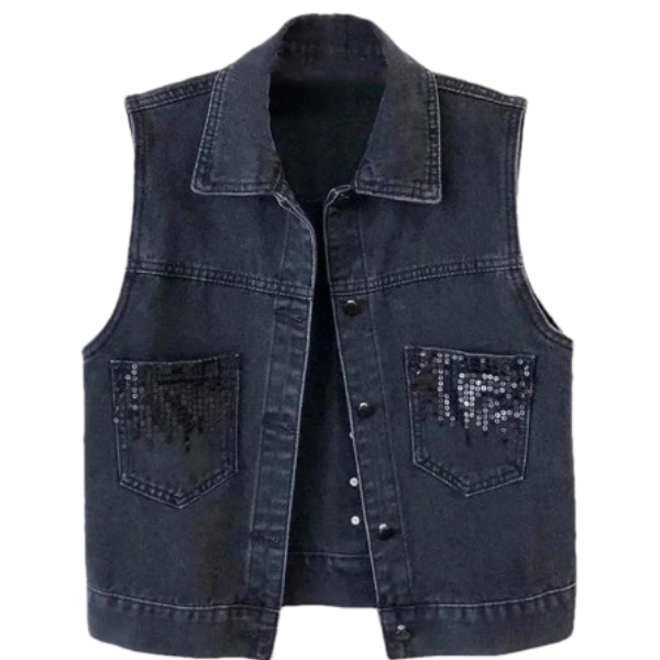 Ladyloom™ Pailletten-Denim-Weste – Dein glamouröser Statement-Look