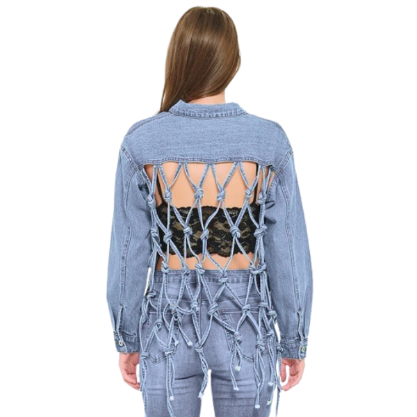 Ladyloom™ - Oversized Denimjacke mit geknotetem Rückendesign