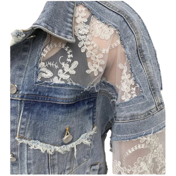 Ladyloom™ Elegante Spitzen-Denim-Jacke – Dein romantischer Hingucker